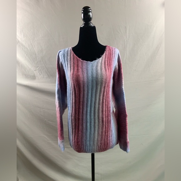 Ombré Drop-Shoulder Batwing Sleeve Knit Sweater - Picture 8 of 10